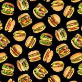 Favorite Food Hamburgers 701.BLACK  **Half Yard**